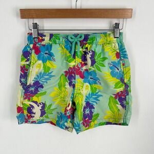 Vilebrequin Boys Swim Trunks Mint Green Tropical Gecko Floral Size 12 Years